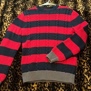 Red and navy blue Striped thick Sweater